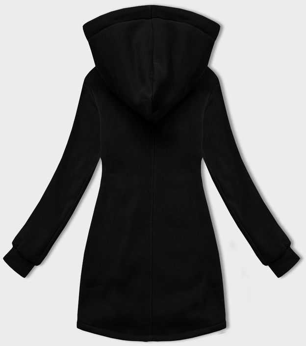 Rozpinana bluza damska z łączonych materiałów LHD czarna (AMG-165)