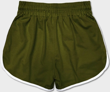 Damskie szorty z kontrastową lamówką khaki (8K208-29)
