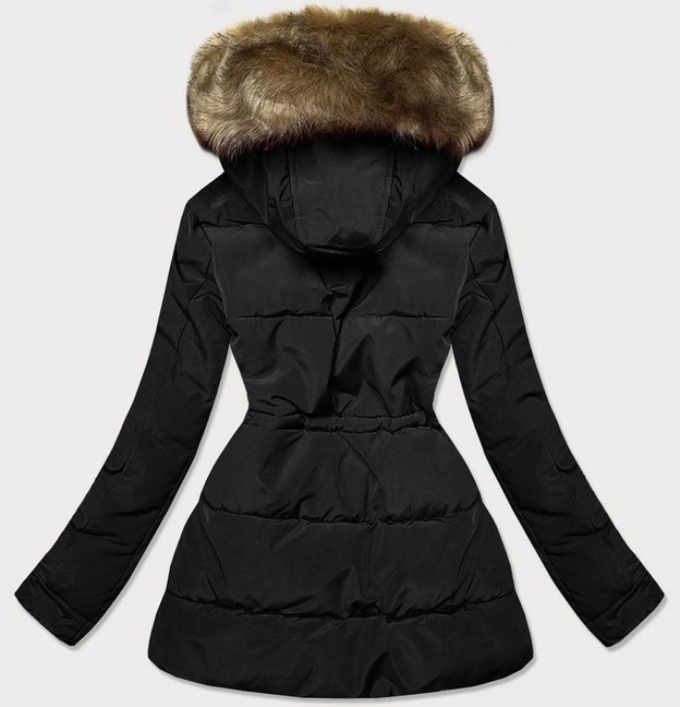 DAMSKA PARKA ZIMOWA NA MISIU CZARNA / BRĄZ (W560)