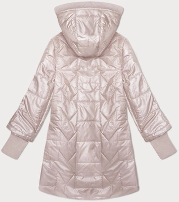 Pikowana kurtka z ozdobnymi ściągaczami S'West perłowy różowy (B8345-51)