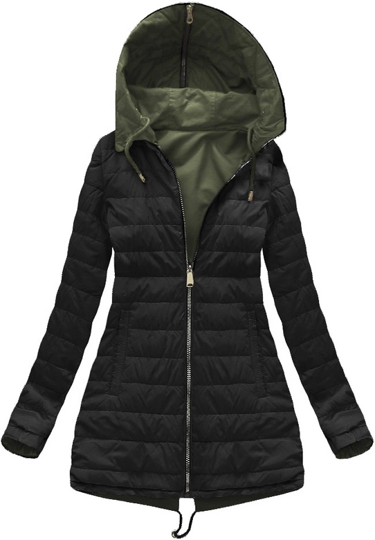 DWUSTRONNA KURTKA Z KAPTUREM KHAKI (XW622X)