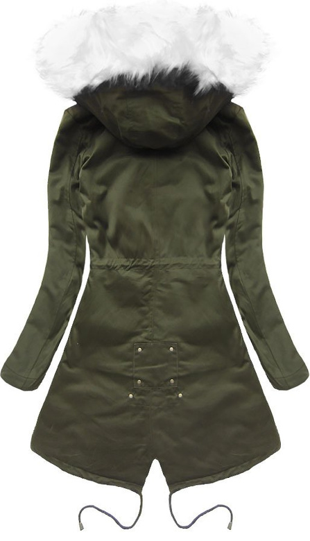 BAWEŁNIANA PARKA ZIMOWA KHAKI-BIAŁA (L111)