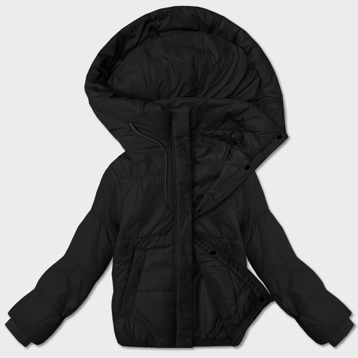 Krótka kurtka damska z kapturem J Style czarna (16M9237-392)