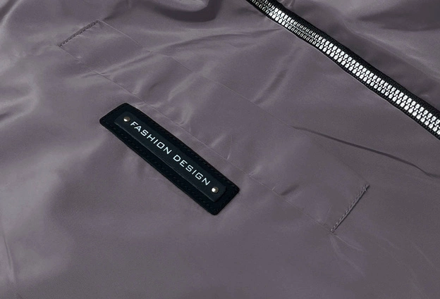 Cienka kurtka damska z ozdobną lamówką ciemny szary (B8145-9)