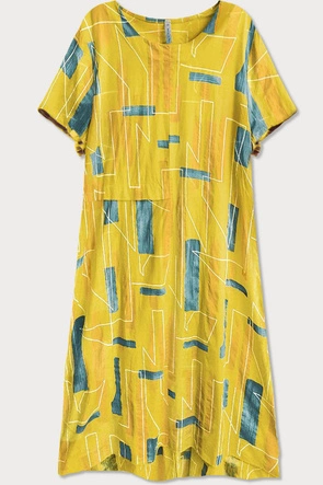 BAWEŁNIANA SUKIENKA OVERSIZE MUSZTARDOWA (340ART)