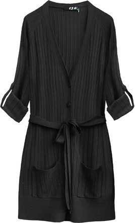 DŁUGI KLASYCZNY SWETEREK CZARNY (X1546X)