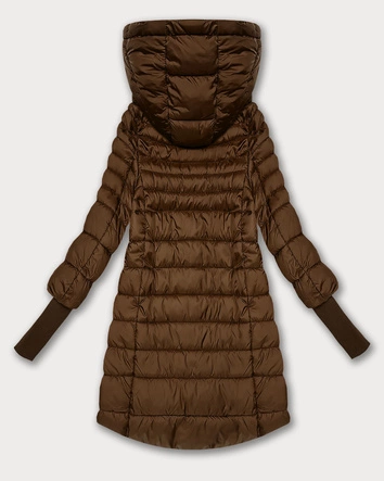 Przejściowa kurtka damska z dzianinowymi ściągaczami karmelowa (1828)