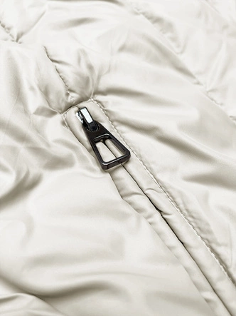 Oversizowa kurtka damska z dzianinowymi rękawami Way Mode ecru (MY0580)