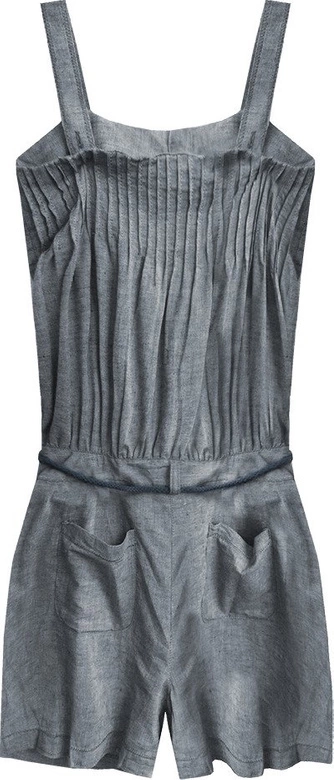 KRÓTKI KOMBINEZON Z LNU I BAWEŁNY NIEBIESKI (423ART)