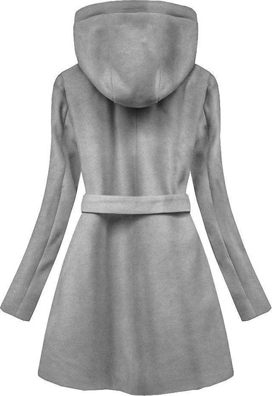 KRÓTKI PŁASZCZ Z KAPTUREM SZARY (2703)