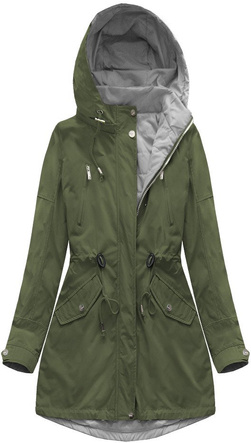 DWUSTRONNA PARKA Z KAPTUREM KHAKI-SZARA (W0232BIG)