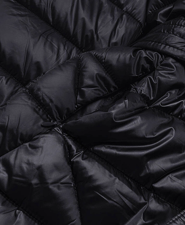 Pikowany płaszcz z kapturem oberżyna (AG1-J9069)