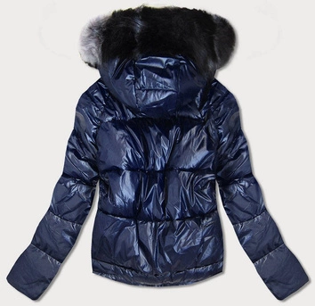 Dwustronna kurtka damska granatowo-szara (b9555)