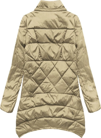 PIKOWANA KURTKA Z PUCHEM NATURALNYM CIEMNOBEŻOWA (1412)