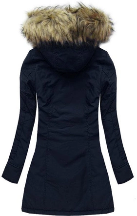 GRANATOWA KURTKA ZIMOWA Z KAPTUREM (7632)