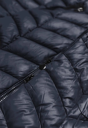 Pikowana kurtka damska z kapturem granatowa (8916-e)