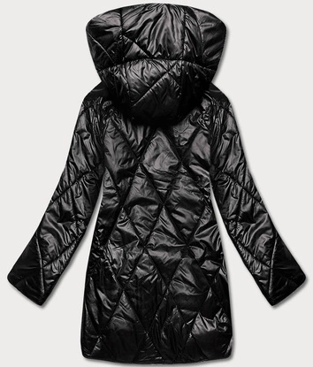 Kurtka damska z ozdobnym kapturem czarna (B8126-1)