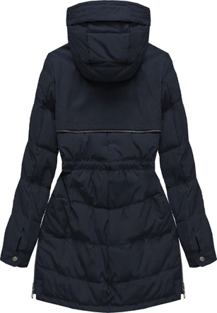 PIKOWANA KURTKA Z PUCHEM NATURALNYM GRANATOWA (8081)