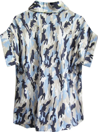 BAWEŁNIANA KOSZULA W MORO NIEBIESKO-GRANATOWA (0823)