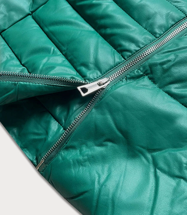 Kurtka damska z futrzanym kołnierzem zielona (ag6-28)