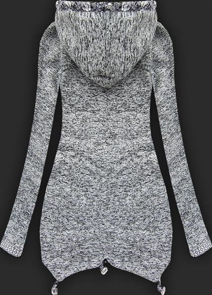 GRUBA BLUZA Z KAPTUREM CIEMNOSZARA (LX9910)