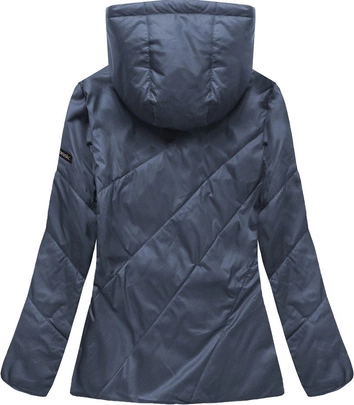 PIKOWANA KURTKA Z KAPTUREM NIEBIESKA (B9516)