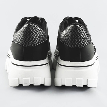 Damskie sneakersy na traktorowej podeszwie czarne (88-25)