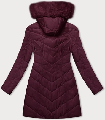 Pikowana kurtka zimowa damska z kapturem LHD bordowa (2M-057)