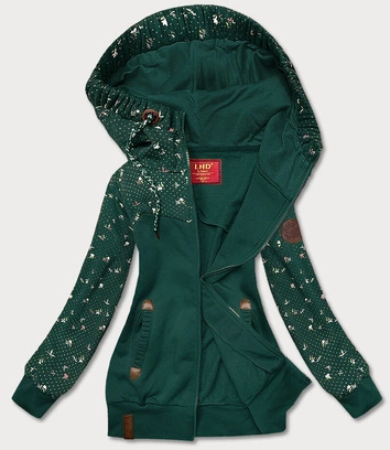 Bluza damska z kwiatuszkami ciemna zielona (AMG828)