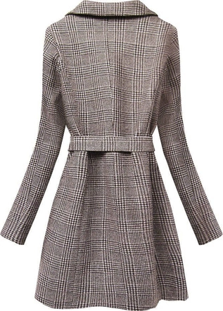 KLASYCZNY BRĄZOWY PŁASZCZ W KRATĘ (X2701-1X)