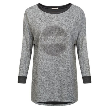 SWETER Z BROKATOWYM LOVE SZARY (5104-5)