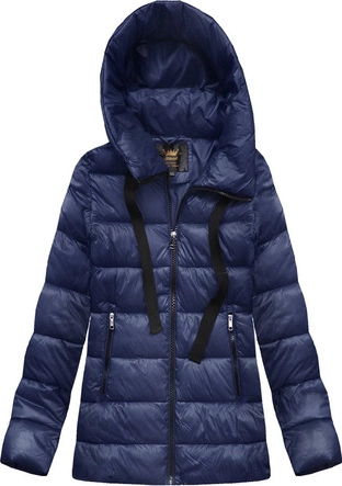 ZIMOWA PIKOWANA KURTKA DAMSKA Z KAPTUREM GRANATOWA (7698)