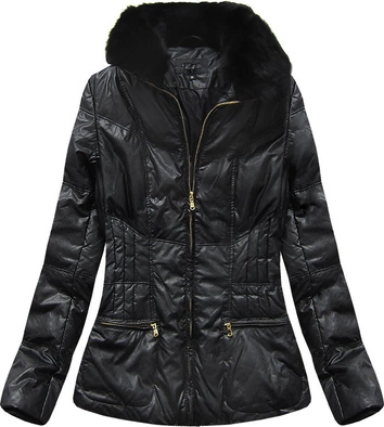 KURTKA Z EKOSKÓRY Z KAPTUREM CZARNA (1997/1)