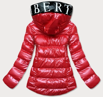 Metaliczna kurtka damska z kapturem czerwona (xw808x)