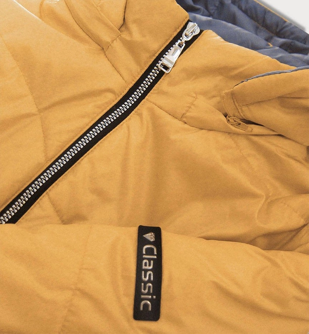 PIKOWANA DAMSKA KURTKA Z KAPTUREM ŻÓŁTA (B9552BIG)