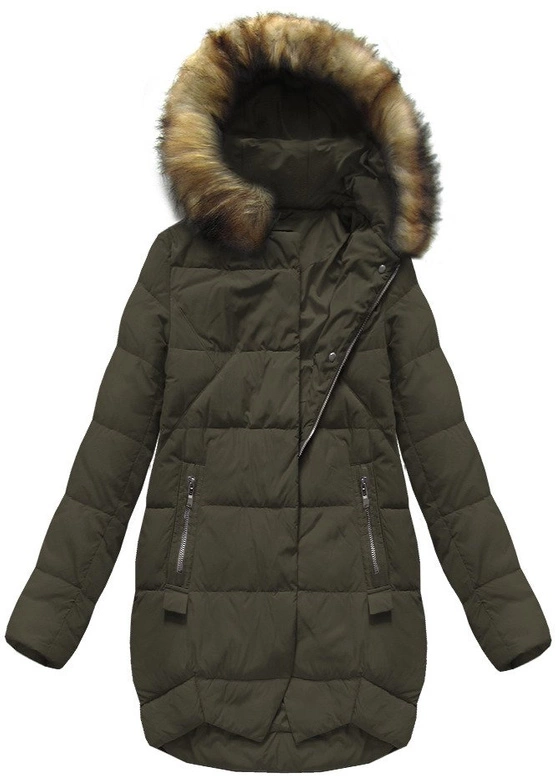 KURTKA Z PUCHEM NATURALNYM KHAKI (8071)