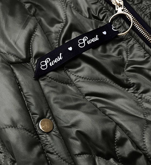 Krótka kurtka damska ze stójką khaki (B8122-11)