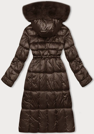 Dopasowana damska kurtka zimowa brązowa S'west (B8207-B8282-14)