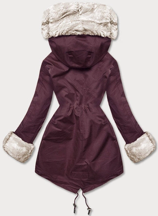 Parka z futrzaną podpinką bordowa (5M763-1)