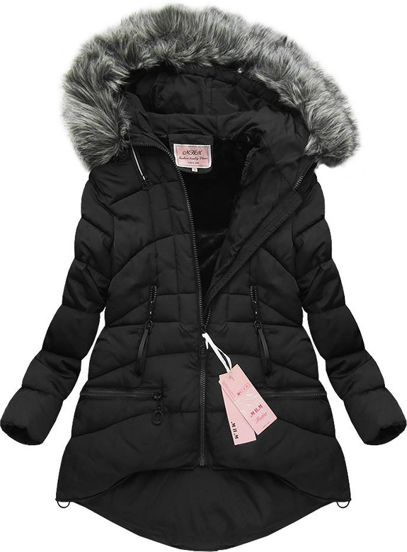 PIKOWANA KURTKA OVERSIZE CZARNA (W503)