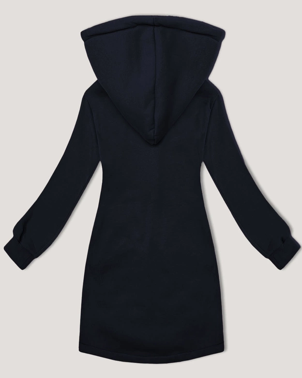 Długa bluza ze stójką i kapturem LHD granatowa (AMG-178)