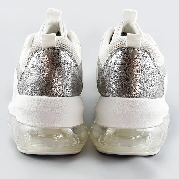 Buty sportowe damskie z transparentną podeszwą białe (ym-148)