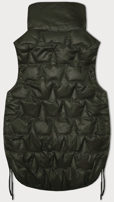 Krótki bezrękawnik damski ze ściąganymi bokami S'West khaki (B8358-11)