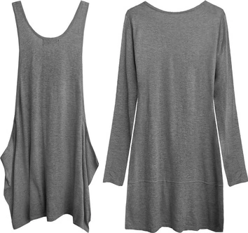 BAWEŁNIANY KOMPLET TUNIKA+BLUZKA CIEMNOSZARY (1196)