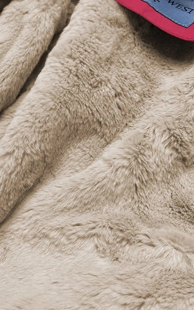 PARKA DAMSKA ZIMOWA NA MISIU CZERWONO-BEŻOWA (B2714-4)