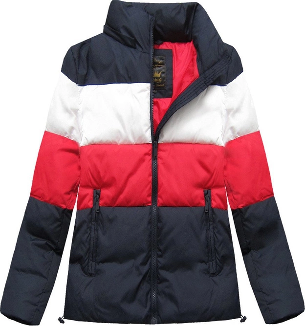 DAMSKA KRÓTKA PIKOWANA KURTKA ZIMOWA GRANATOWA (7692)