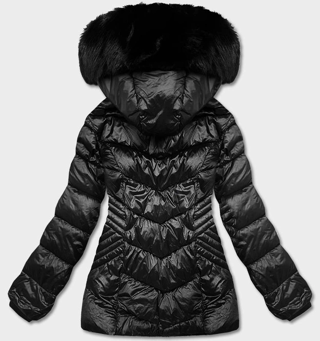 Krótka przejściowa kurtka damska czarna (B8069-1)