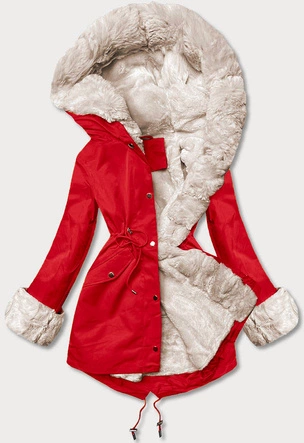Parka z futrzaną podpinką jasnoczerwona (5M763-270)
