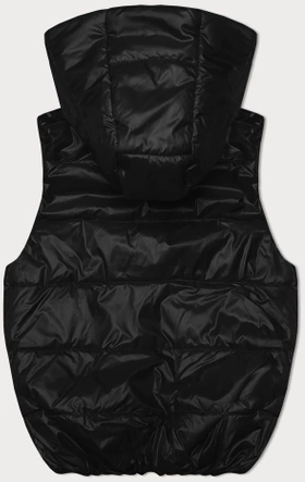 Puchowy bezrękawnik z odpinanym kapturem czarny (B8247-1)