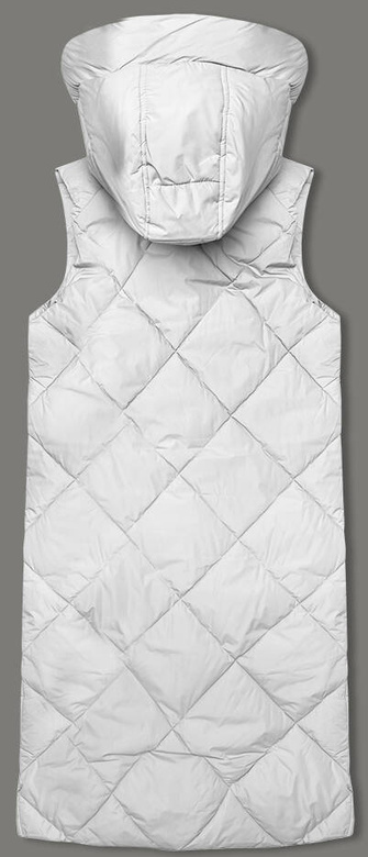 Długa kamizelka damska oversize biała (5M3165-281)